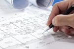 Engineering Diagram Blueprint Paper Drafting Project Sketch Arch Stock Photo