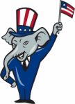 Republican Mascot Elephant Waving Us Flag Cartoon Stock Photo