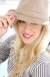 Businesswoman Wearing Hat Stock Photo