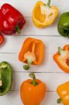 Fresh And Colorful Bell Peppers Stock Photo