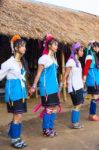 Karen Tribal Girls From Padaung Long Neck Hill Tribe Village Stock Photo