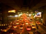 Day Of Traffic Jam And Many Car On Night At Bangkok Stock Photo