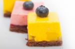 Strawberry And Mango Mousse Dessert Cake Stock Photo