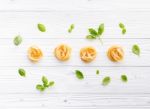 Ingredients For Homemade Pasta On Wooden Background Stock Photo