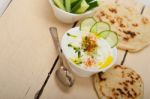 Arab Middle East Goat Yogurt And Cucumber Salad Stock Photo