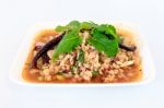 Hot Spicy Thai Cuisine Minced Pork Salad Stock Photo