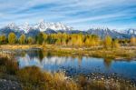 Autumnal Colours In The Grand Teton National Park Stock Photo