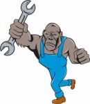 Angry Gorilla Mechanic Spanner Cartoon Isolated Stock Photo