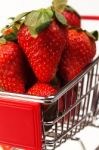 Fresh Strawberries On Cart Stock Photo