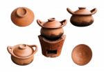 Clay Pots On White Background Stock Photo