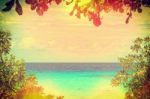 Beautiful Sea Have Leaves Is A Frame In Retro Style, Thailand Stock Photo