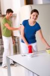 Couple Preparing Breakfast Stock Photo