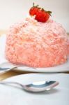 Fresh Strawberry And Whipped Cream Dessert Stock Photo