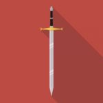 Sword Icon Flat Style Stock Photo