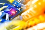 Fiber Optic With Servers In A Technology Data Center Stock Photo