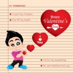 Valentine's Day And Boyfriend Love Confess Isolated On Note Background.  Valentine's Day Background Stock Photo