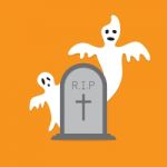 Halloween White Ghost Evil Gravestone Stock Photo