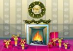 Cartoon  Illustration Interior Christmas Room With Separated Layers Stock Photo