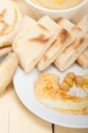 Hummus With Pita Bread Stock Photo