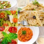 Collection Of Different Type Of Italian Pasta Collage Stock Photo