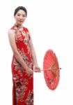 Girl Wearing Chinese Dress Stock Photo