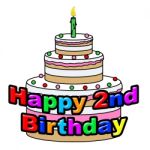 Happy Second Birthday Indicates Congratulating Celebration And Greetings Stock Photo