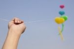 Colorful Kites On Blue Sky Stock Photo