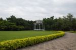 White Pavilion In The Garden Stock Photo