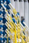 Fiber Optic With Servers In A Technology Data Center Stock Photo