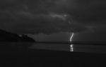 Surreal, Amazing Lightning Penetrating The Clouds And Hitting Th Stock Photo