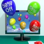 Balloons with 50 percent discount Stock Photo