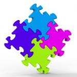 Multicolored Puzzle Square Shows Unity Stock Photo