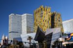 View At Sunrise Of Buildings In Las Vegas Stock Photo