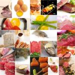 High Protein Food Collection Collage Stock Photo