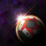 Mexico Flag On 3d Football With Rising Sun Stock Photo