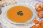 Homemade Carrot Soup Stock Photo