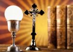 Sacrament Of Communion, Bright Background, Saturated Concept Stock Photo