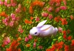 Illustration Digital Painting Rabbit Ixora Stock Photo