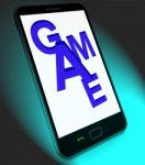 Game On Mobile Shows Online Gaming Or Gambling Stock Photo