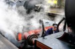 Bluebell Steam Train Being Coupled To A C Class Train Stock Photo