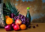 Fresh Fruits On Wooden Stock Photo