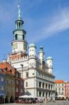 Town Hall Clock Tower In Poznan Stock Photo