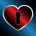 Technology Cyber Security Keyhole Love Heart Stock Photo