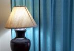 Table Lamp On Bedroom Stock Photo