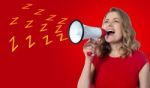 Beautiful Woman With Megaphone Stock Photo