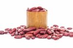 Kidney  Beans In Wood Cup On White Background Stock Photo