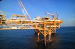 Offshore Construction Platform For Production Oil And Gas,oil And Gas Industry Stock Photo