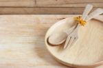 Wooden Spoon And Fork Stock Photo