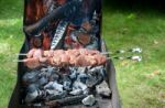 Preparation Of Shashlik Outdoor Stock Photo