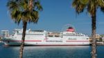 View Of A Cruise Ship Docked In Malaga Harbour Stock Photo